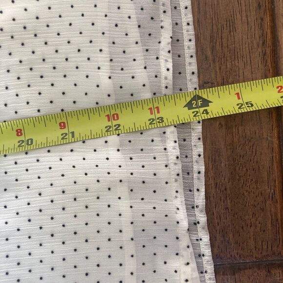 Loft Ivory Black & White Polka Dot Blouse Womens Large Petite Ruffle Collar - Picture 6 of 8